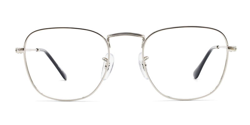 accent square silver eyeglasses frames front view