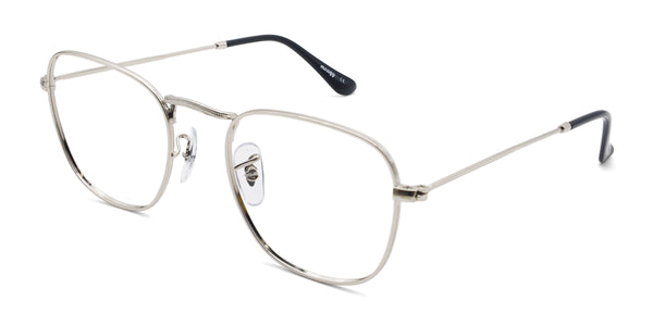 accent square silver eyeglasses frames angled view