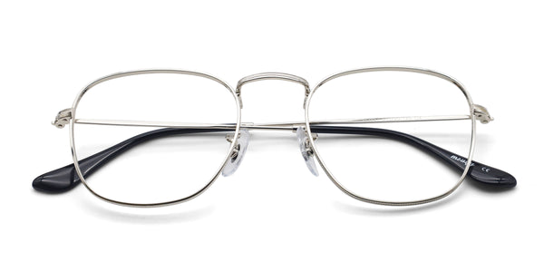 accent square silver eyeglasses frames top view
