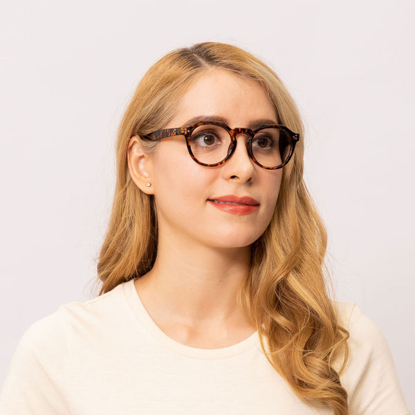 agnus geometric tortoise eyeglasses frames for women side view