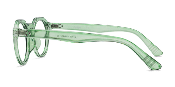 agnus geometric clear green eyeglasses frames side view