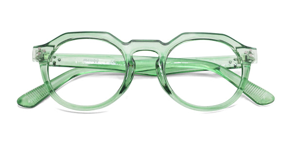 agnus geometric clear green eyeglasses frames top view