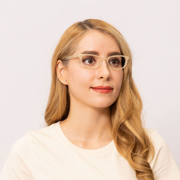 ally rectangle yellow eyeglasses frames for women side view