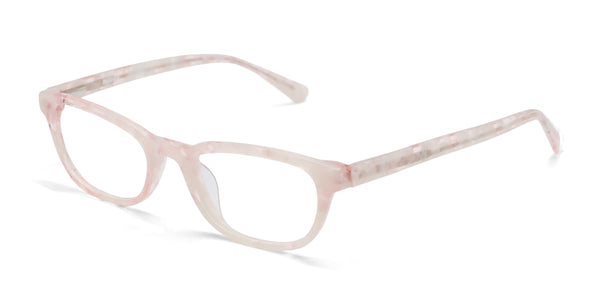 ally rectangle pink eyeglasses frames angled view