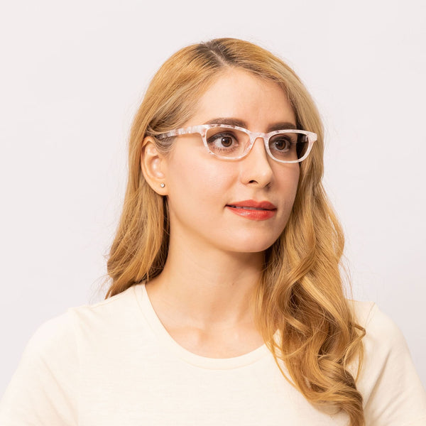 ally rectangle pink eyeglasses frames for women side view