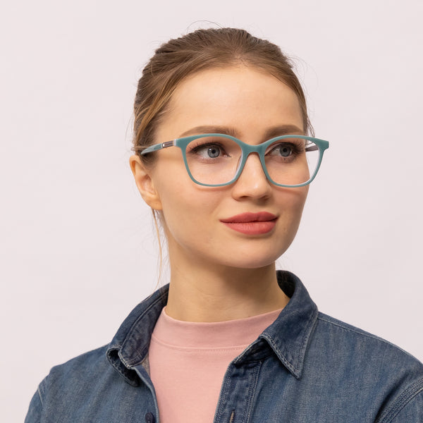 amaze square green eyeglasses frames for women side view