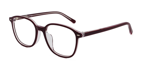 anonymous square red eyeglasses frames angled view