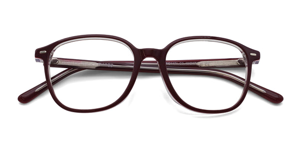 anonymous square red eyeglasses frames top view