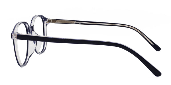 anonymous square blue eyeglasses frames side view