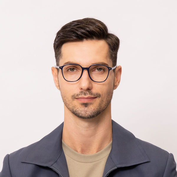 anonymous square blue eyeglasses frames for men front view