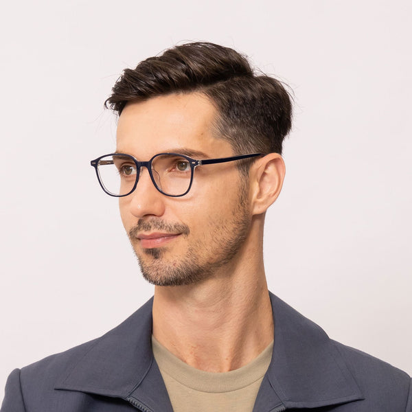 anonymous square blue eyeglasses frames for men angled view