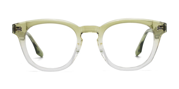 apple square gradient green eyeglasses frames front view