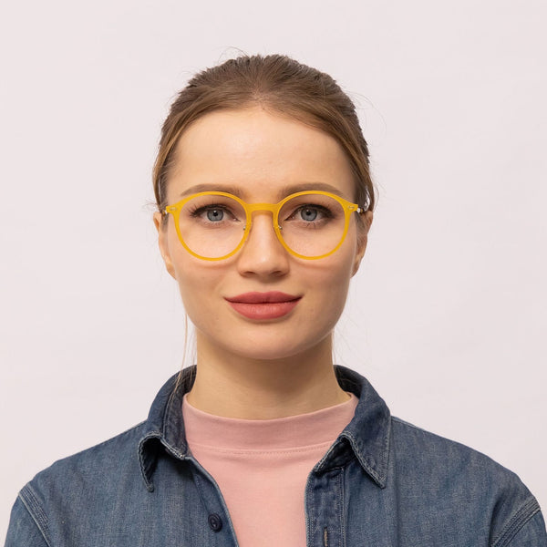 april oval yellow eyeglasses frames for women front view