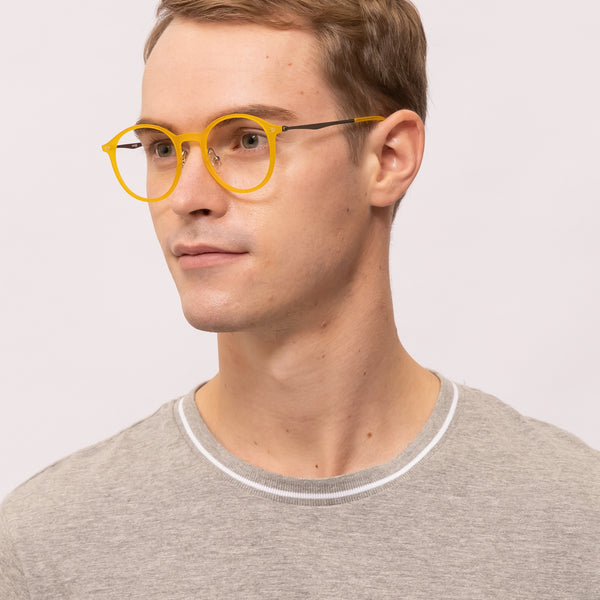 april oval yellow eyeglasses frames for men angled view