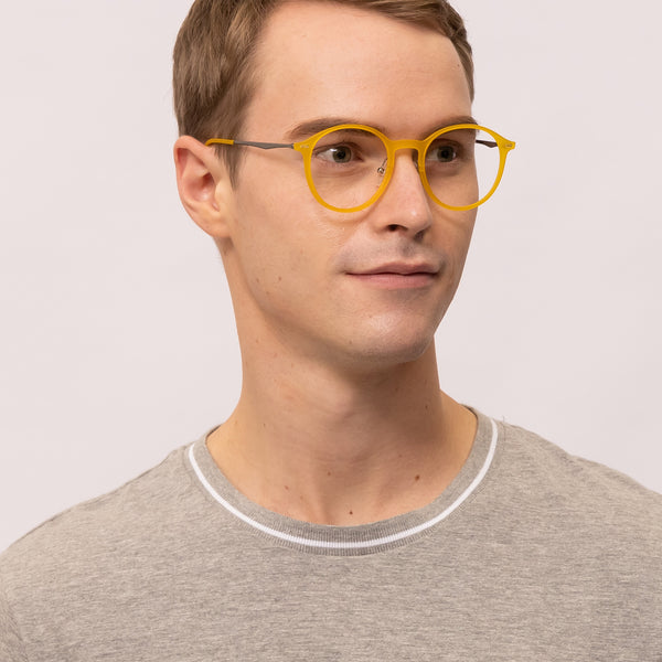 april oval yellow eyeglasses frames for men side view