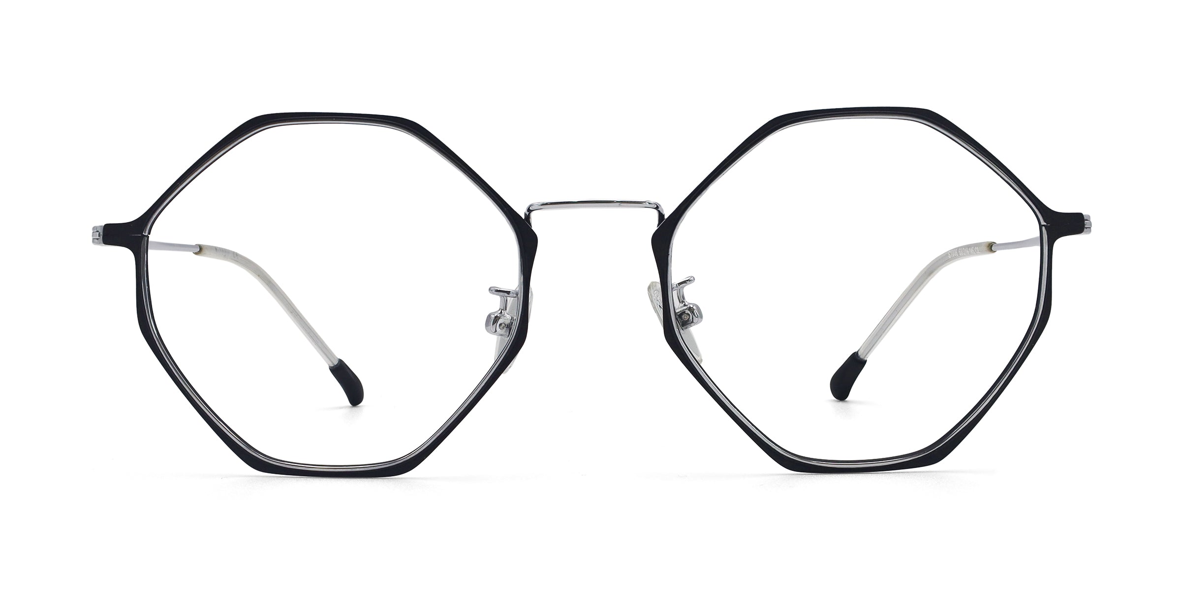 ashley geometric black silver eyeglasses frames front view