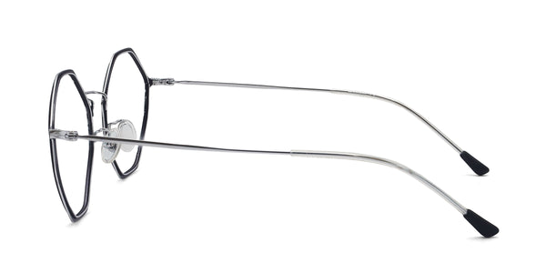 ashley geometric black silver eyeglasses frames side view