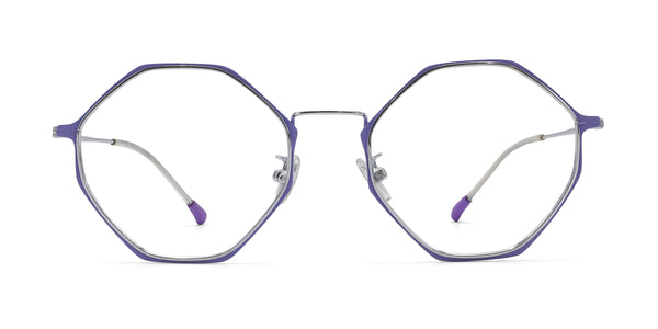 ashley geometric purple silver eyeglasses frames front view