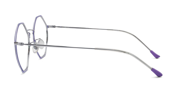 ashley geometric purple silver eyeglasses frames side view