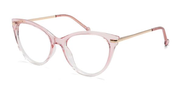 audrey cat eye pink eyeglasses frames angled view