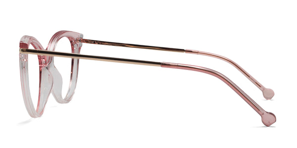 audrey cat eye pink eyeglasses frames side view