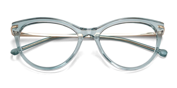 audrey cat eye blue eyeglasses frames top view