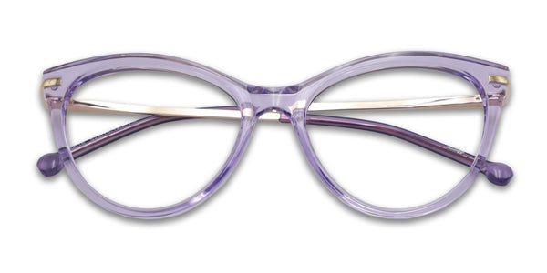 audrey cat eye purple eyeglasses frames top view