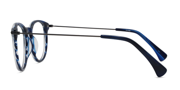 august oval blue eyeglasses frames side view
