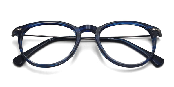 august oval blue eyeglasses frames top view