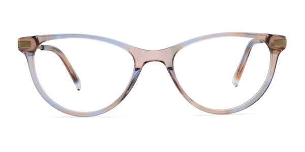 aura cat eye brown eyeglasses frames front view