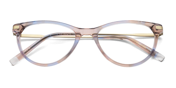 aura cat eye brown eyeglasses frames top view