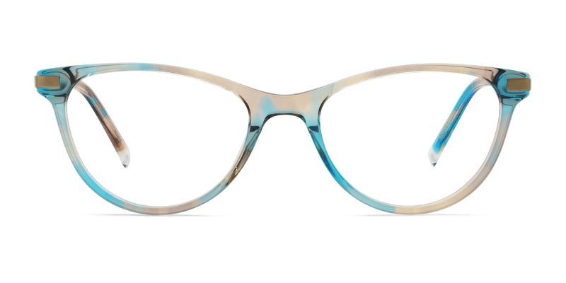aura cat eye blue eyeglasses frames front view