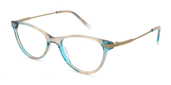 aura cat eye blue eyeglasses frames angled view