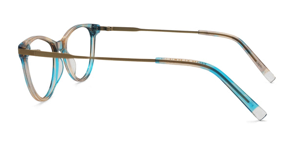 aura cat eye blue eyeglasses frames side view