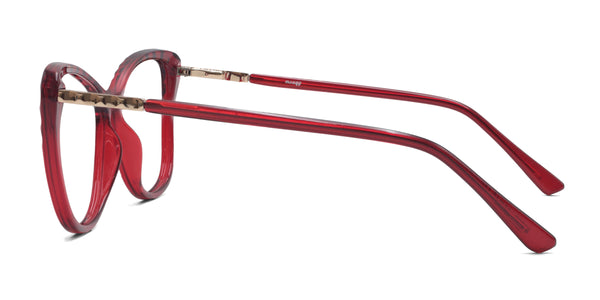 aurora cat eye red eyeglasses frames side view