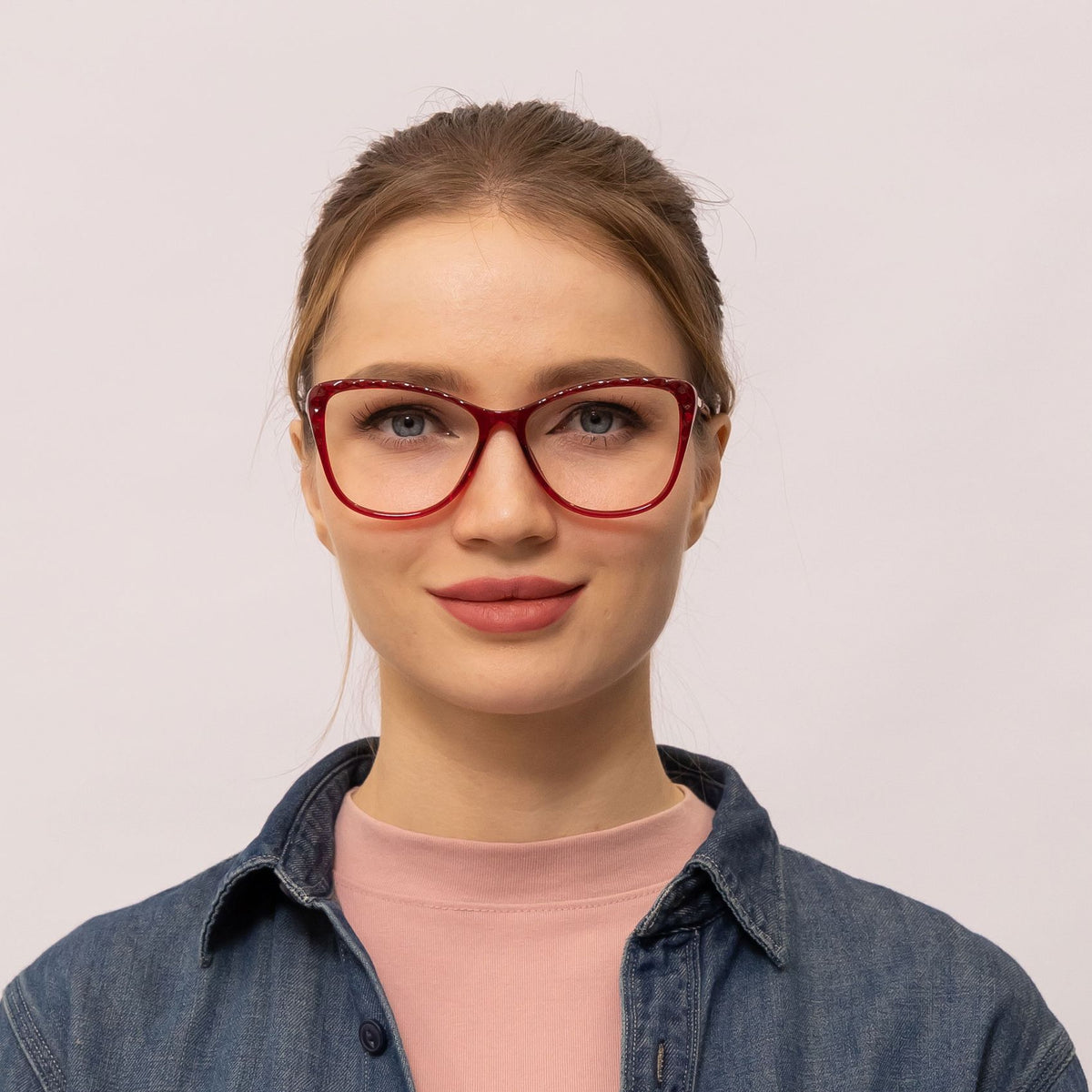 red glasses frames cat eye