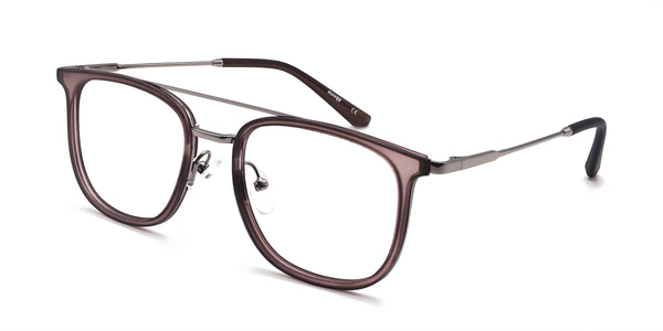 bachelor aviator brown silver eyeglasses frames angled view