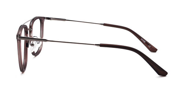 bachelor aviator brown silver eyeglasses frames side view