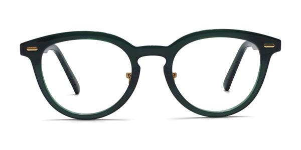 bay oval dark green eyeglasses frames front view