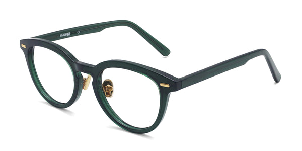 bay oval dark green eyeglasses frames angled view