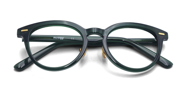 bay oval dark green eyeglasses frames top view