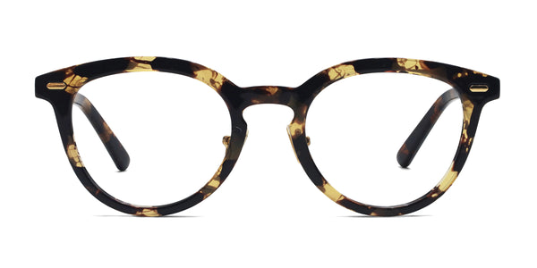 bay oval yellow tortoise eyeglasses frames front view