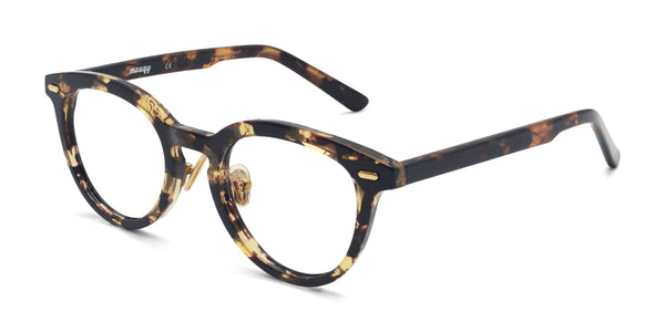 bay oval yellow tortoise eyeglasses frames angled view