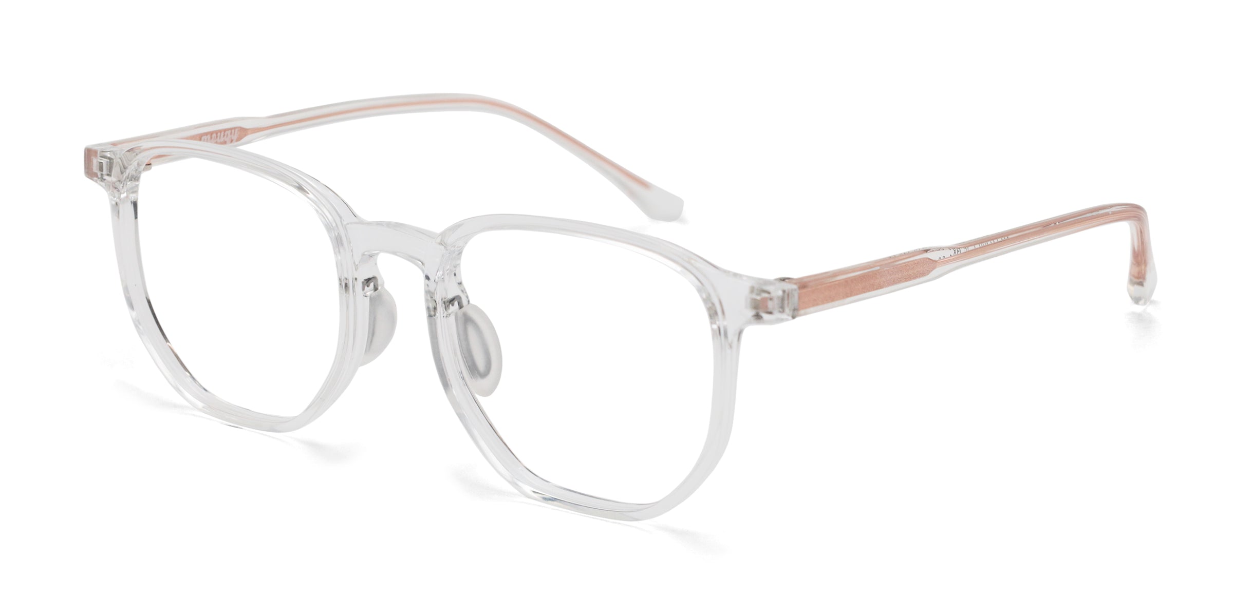 Becky Geometric Transparent Gold eyeglasses frames angled view