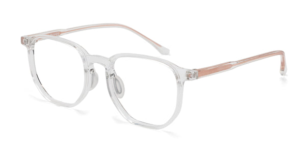 becky geometric transparent gold eyeglasses frames angled view