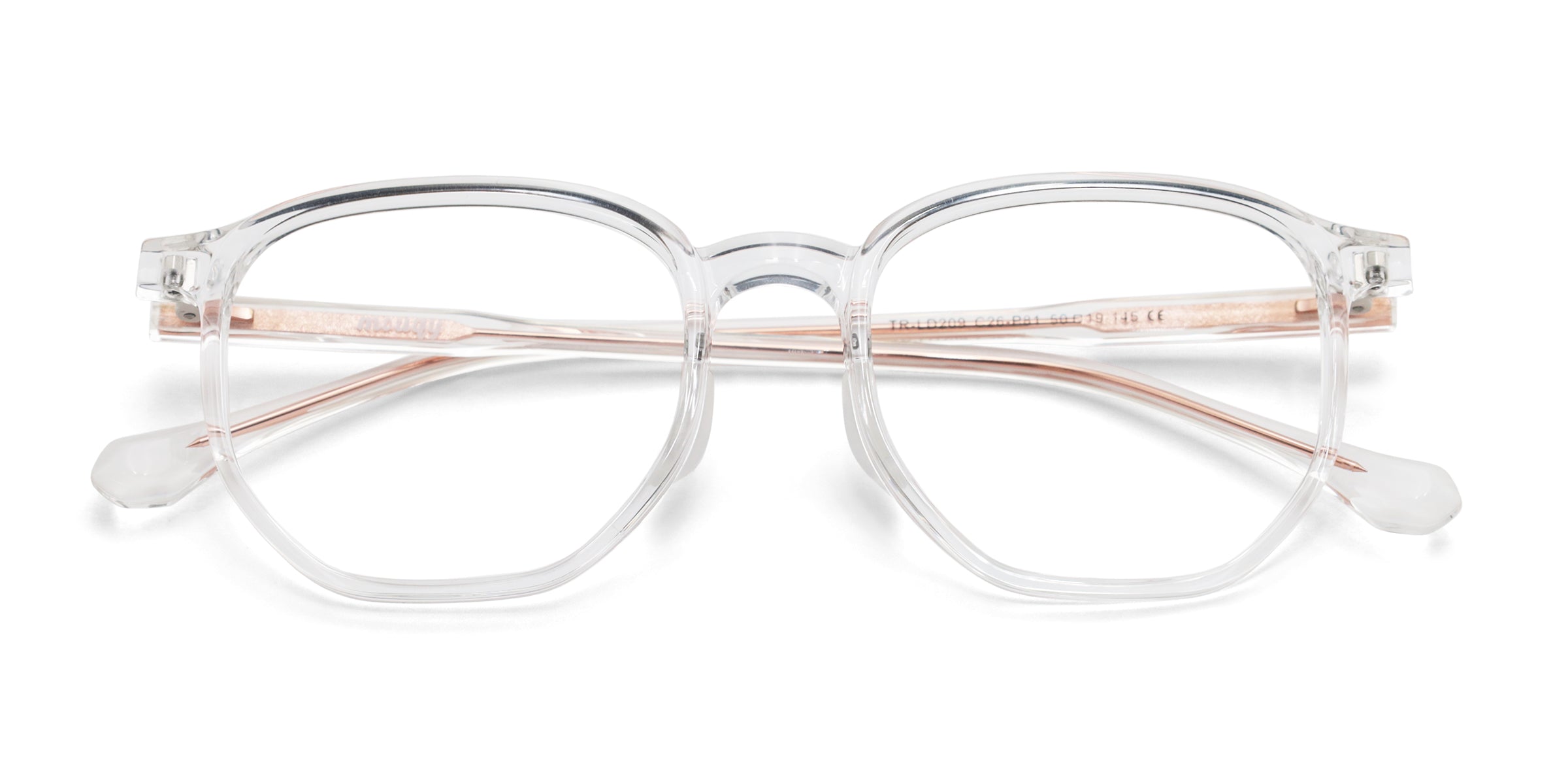 Becky Geometric Transparent Gold eyeglasses frames top view