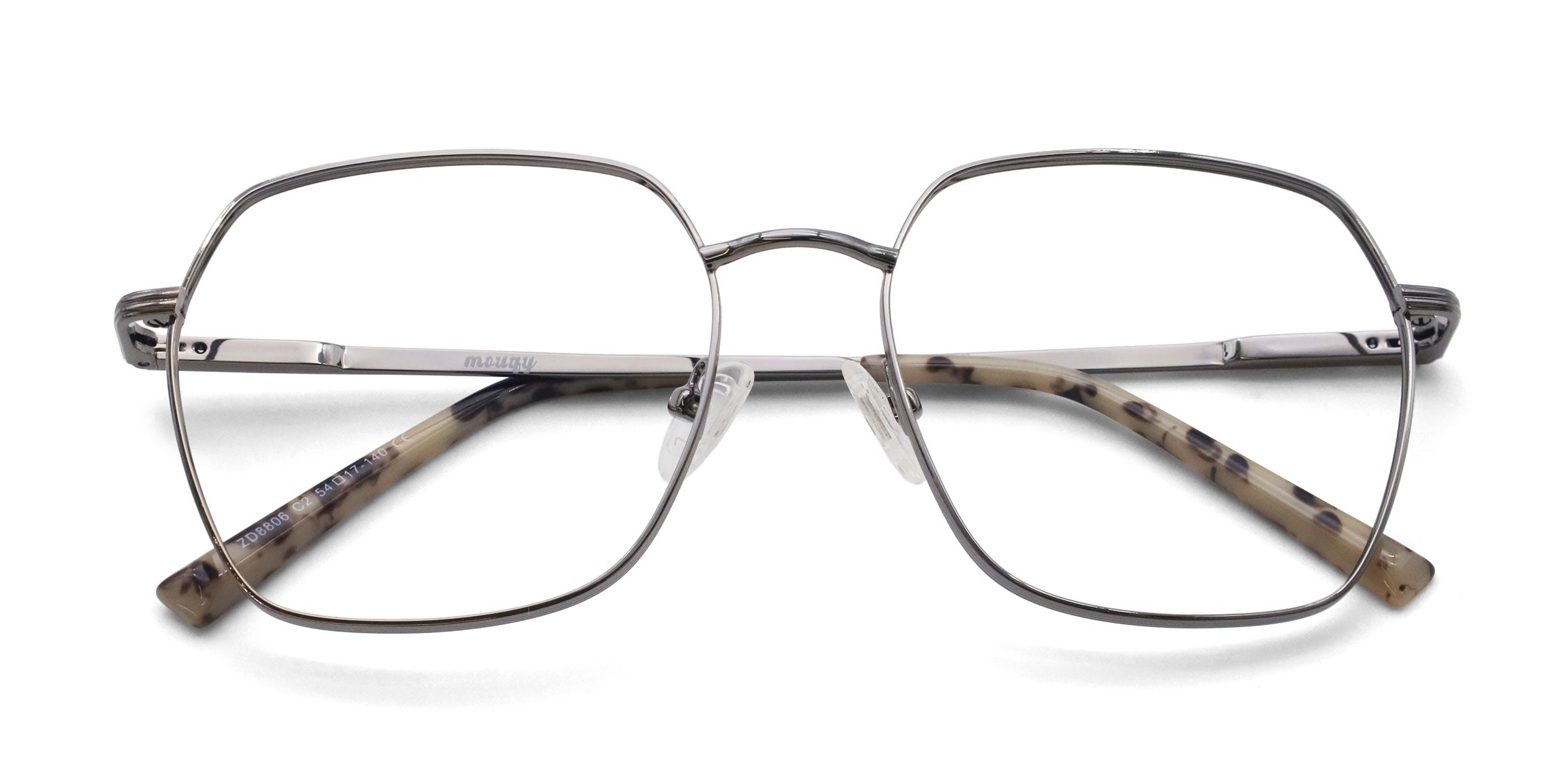 begin geometric silver eyeglasses frames top view