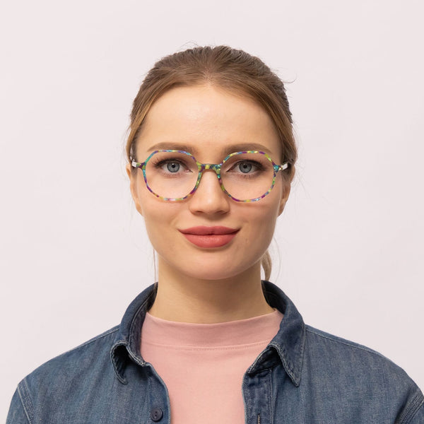 begonia geometric tortoise eyeglasses frames for women front view