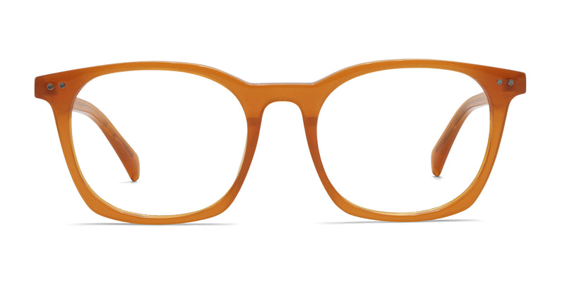 beyond square orange eyeglasses frames front view