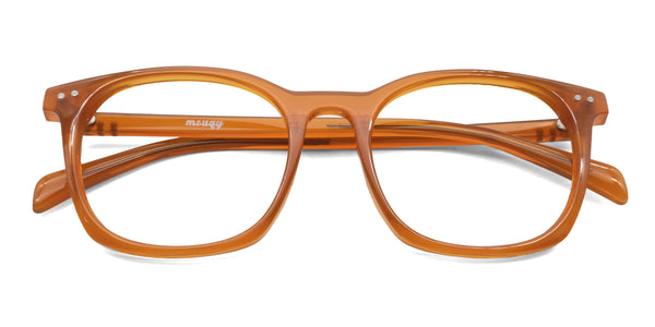 beyond square orange eyeglasses frames top view